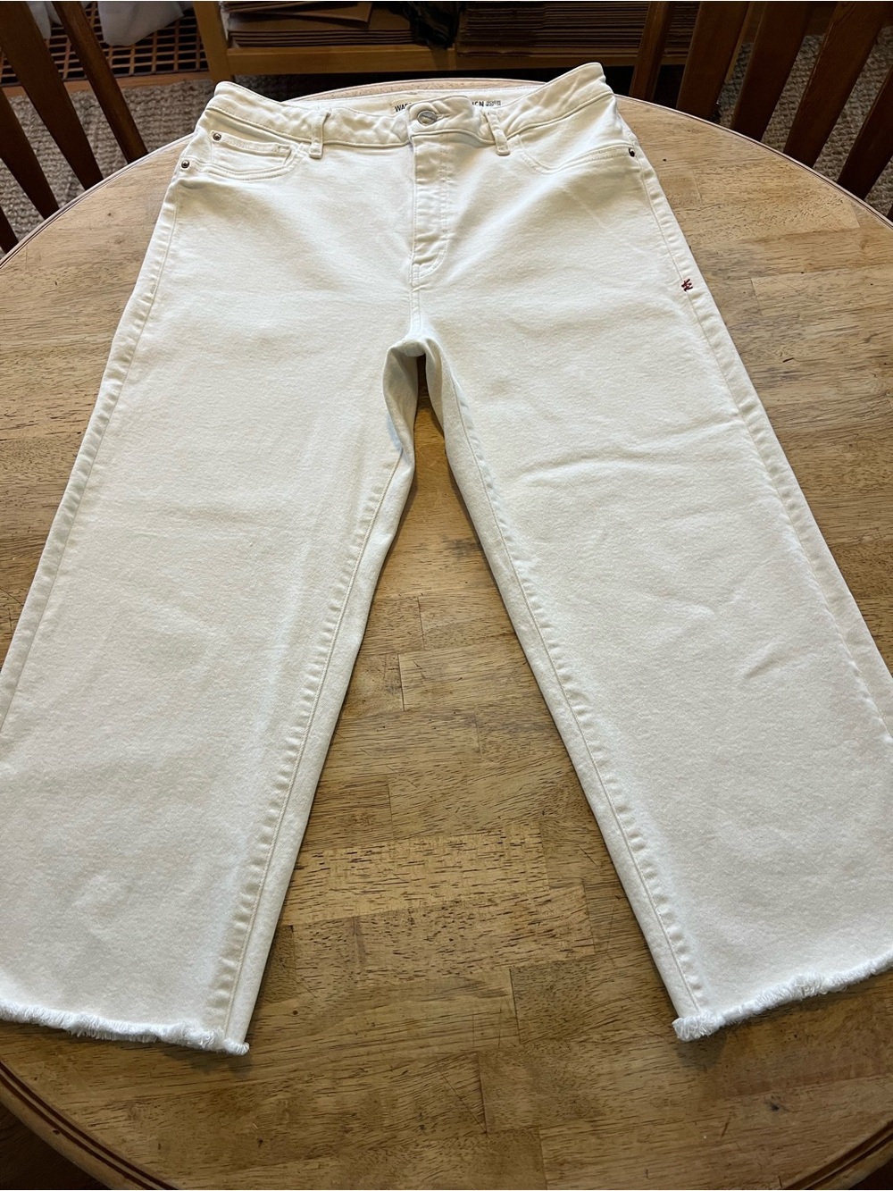 Warp + Weft Ecru Denim Cropped Jeans
